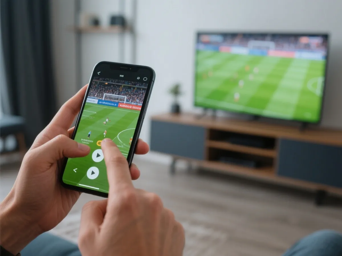手机投屏到电视观看比赛的示意图