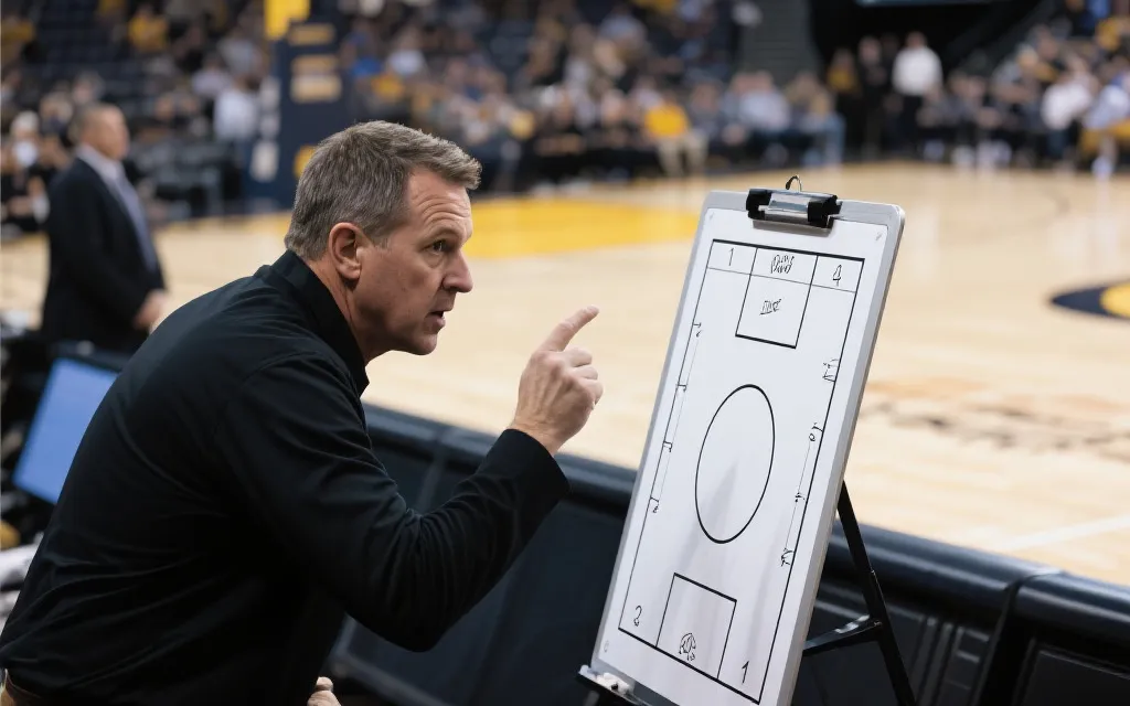 世界杯决赛战术博弈：教练在场边指挥，战术板与球场空间示意